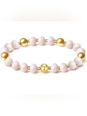 10MM Gold South Sea Shell Pearl Stretch Beaded Bracelet